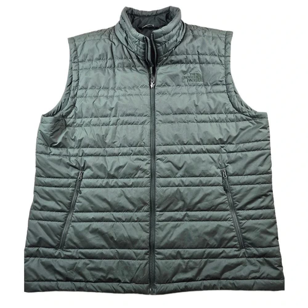 The North Face Puffer Vest Mens XL Green Polyester Quilted Insulated